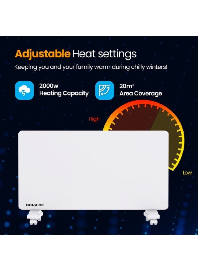 Bonaire 2000W LCD Display Electric Panel Heater with Wi-Fi White 53 x 84 x 25.5 cm HPC5200020 - Image 5